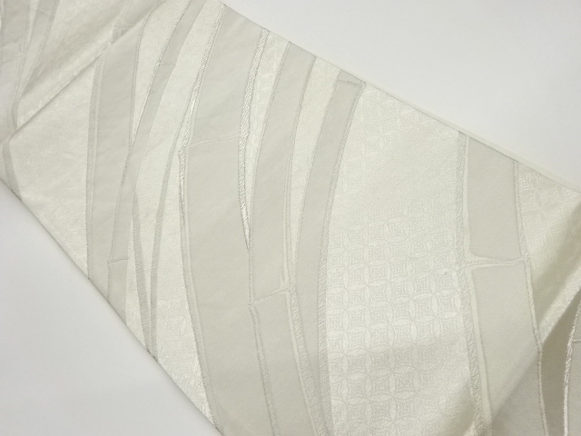 竹に七宝模様織出し袋帯